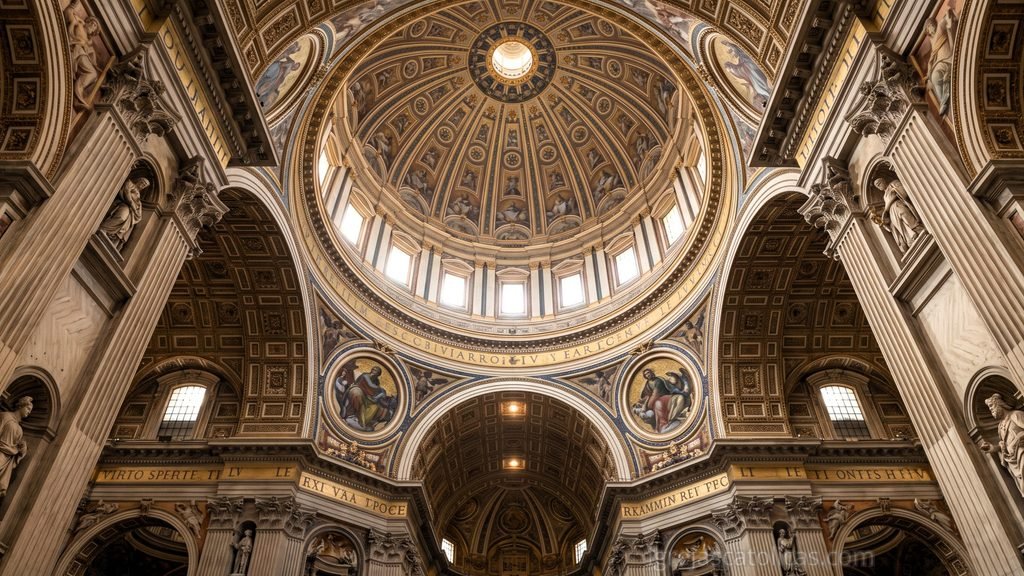 Cúpula e simetria de uma basílica renascentista